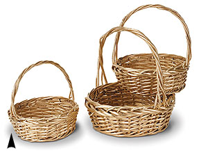#29/1345-14 S/3 Gold Round Willow Baskets 